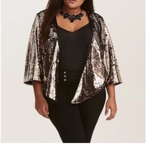 Torrid Runway Collection Sequin Kimono Short Jacket 1X 2X